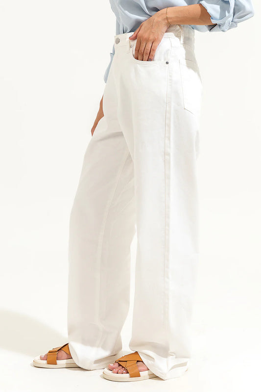 High Waist Wide Leg Jeans (White)