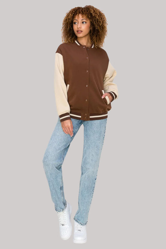 Baseball Varsity Jacket Women (Brown)