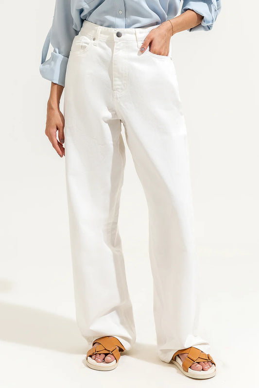 High Waist Wide Leg Jeans (White)
