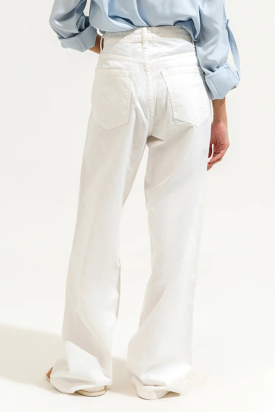 High Waist Wide Leg Jeans (White)