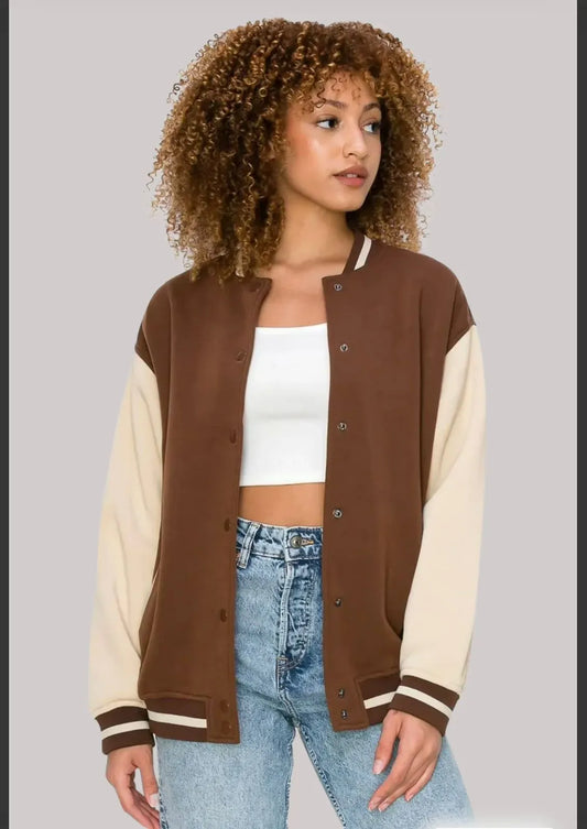 Baseball Varsity Jacket Women (Brown)