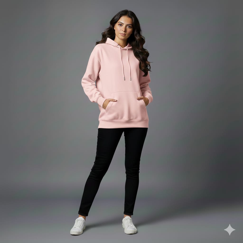 Pink Plain Hoodie