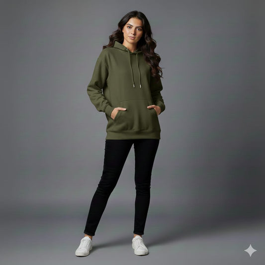 Olive Plain Hoodie